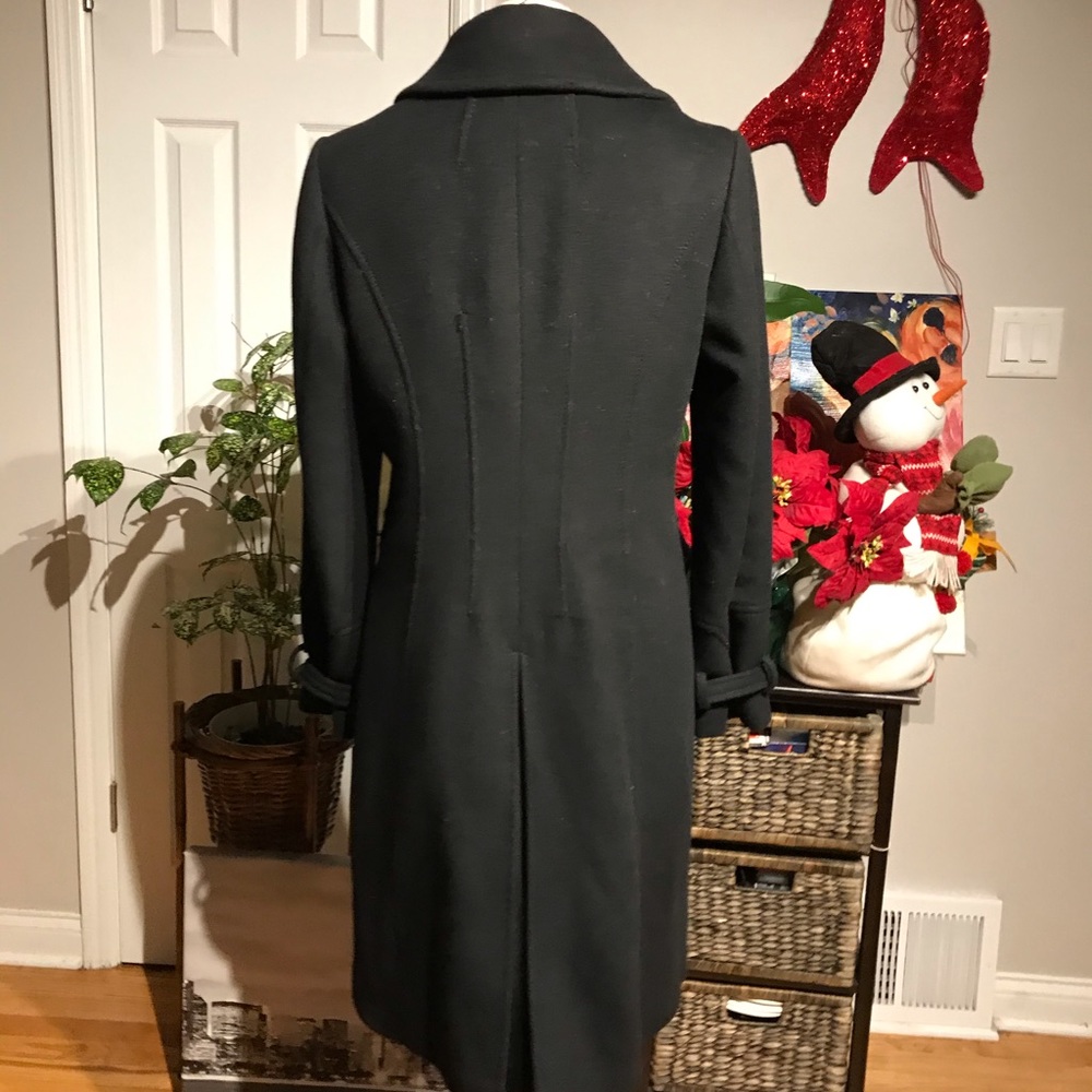 🤍Tahari Wool Peacoat Button Bodice winter pockets Whimsygoth solid 8 epaulette - Picture 4 of 7